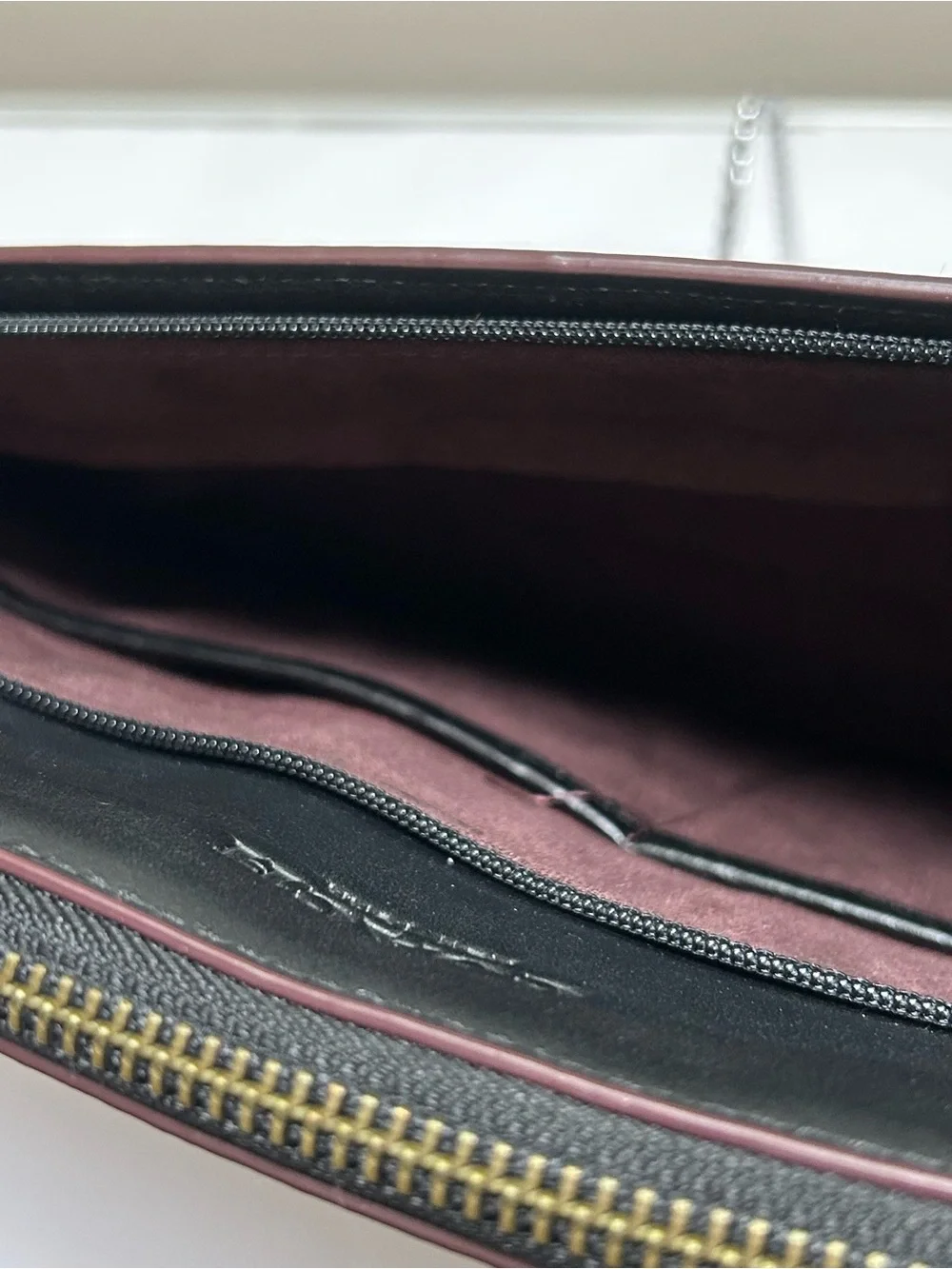 Coach Signature Monogram Laptop Sleeve with Leather Trim Black Oxblood F66552